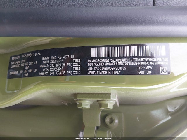 Продаж на аукціоні авто 2016 Jeep Renegade 75th Anniversary, vin: ZACCJABW0GPE08035, номер лоту: 44739139