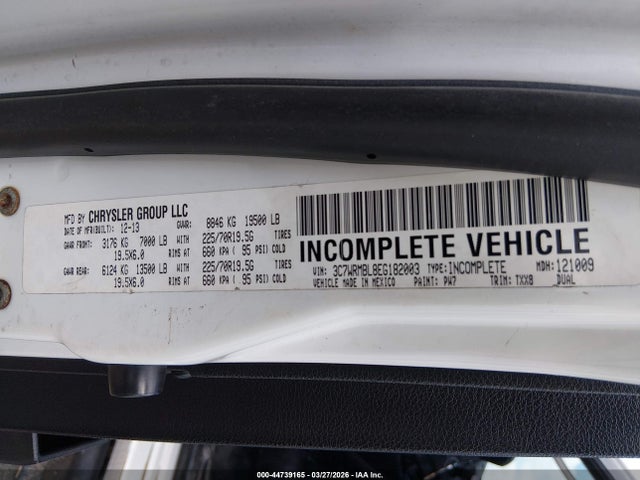 Aukcja sprzedaży 2014 Ram 5500 Chassis Tradesman/slt, vin: 3C7WRMBL8EG182003, numer aukcji: 44739165