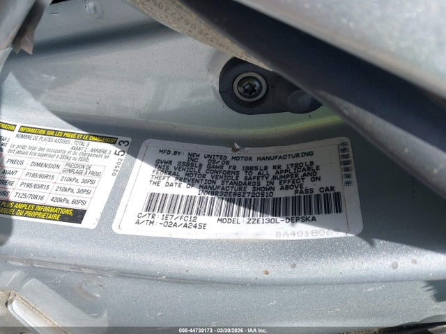 Продажа на аукционе авто 2006 Toyota Corolla S, vin: 1NXBR32E86Z720510, номер лота: 44739173
