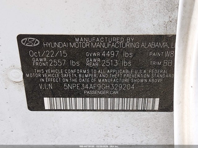 5NPE34AF9GH329204 Hyundai Sonata Sport