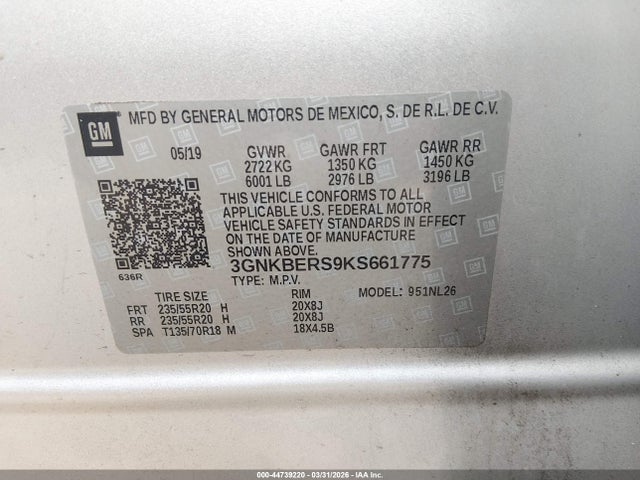 Chevrolet BLAZER RS 2019 3GNKBERS9KS661775 Image 9