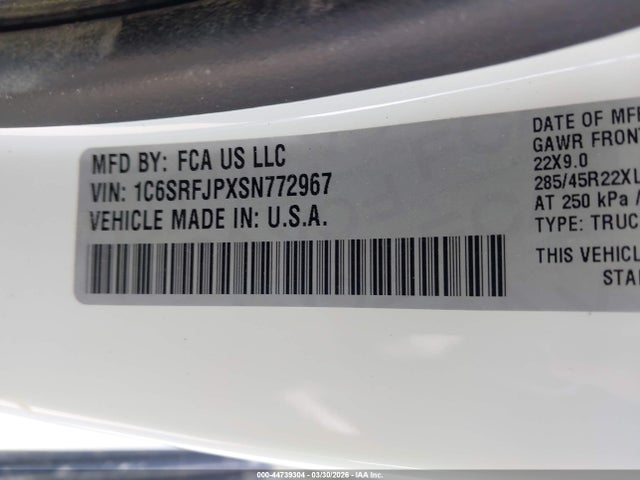 Продажа на аукционе авто 2025 Ram 1500 Laramie  4x4 5'7 Box, vin: 1C6SRFJPXSN772967, номер лота: 44739304