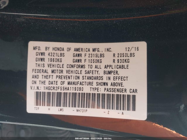 1HGCR2F55HA119090 Honda Accord Sport
