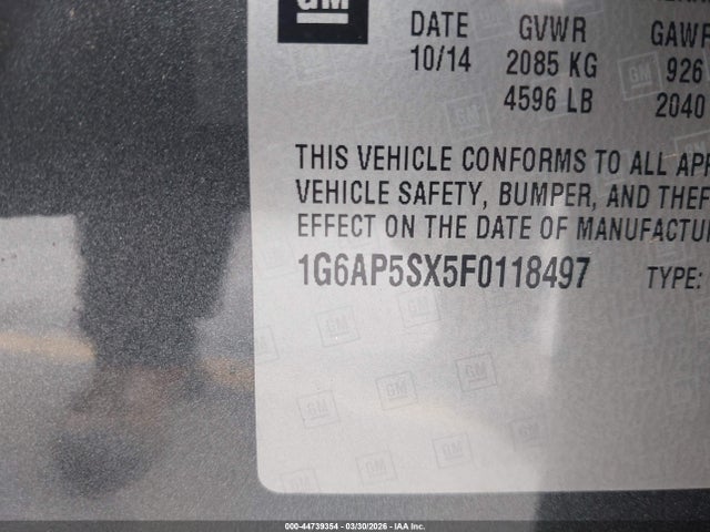 1G6AP5SX5F0118497 Cadillac Cts Standard