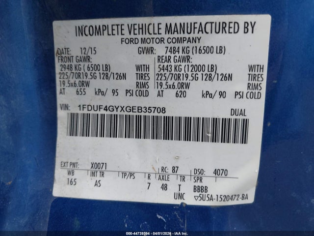 1FDUF4GYXGEB35708 Ford F-450 Chassis Xl