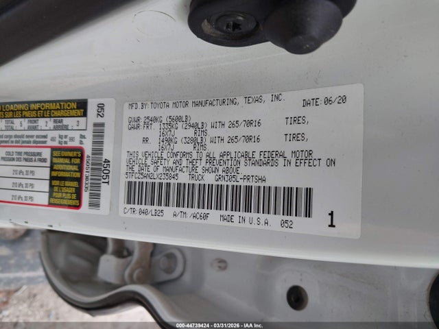 5TFCZ5AN2LX235845 Toyota Tacoma Trd Pro