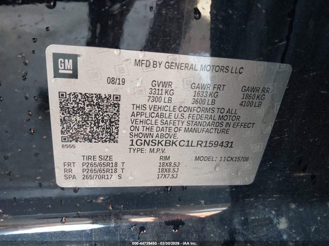 1GNSKBKC1LR159431 Chevrolet Tahoe 4wd Lt