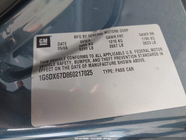 2006 CADILLAC STS-V 1G6DX67D860217025 Photo 8