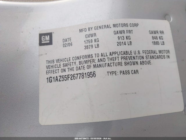 2006 CHEVROLET COBALT 1G1AZ55F267781956 Photo 8