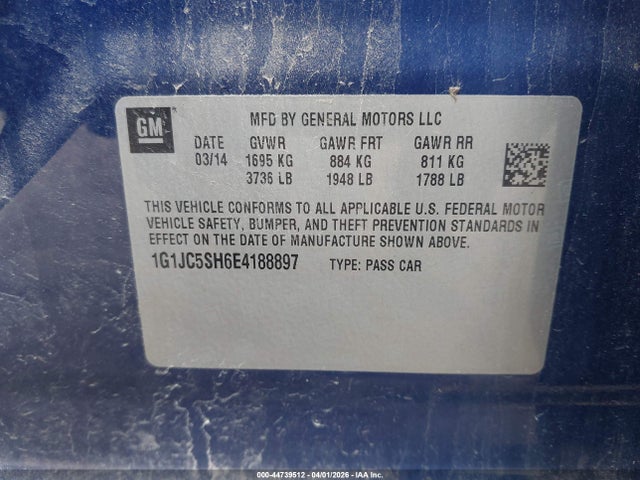 1G1JC5SH6E4188897 Chevrolet Sonic Lt Auto