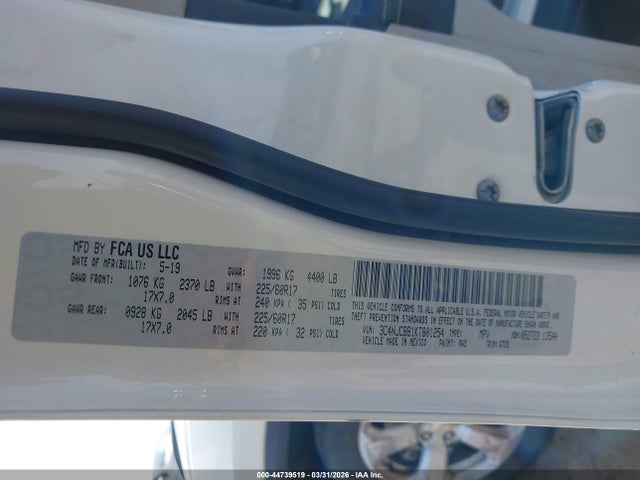 Продажа на аукционе авто 2019 Jeep Compass Latitude Fwd, vin: 3C4NJCBB1KT801254, номер лота: 44739519