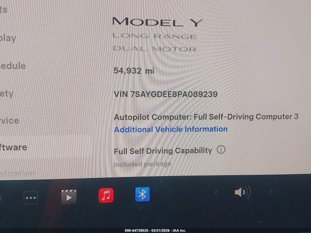 Aukcja sprzedaży 2023 Tesla Model Y Awd/long Range Dual Motor All-wheel Drive, vin: 7SAYGDEE8PA089239, numer aukcji: 44739520