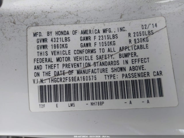 Honda Accord Sport 2014 1HGCR2F59EA160575 Image 9
