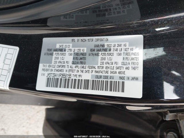 Продаж на аукціоні авто 2023 Mazda Cx-9 Touring Plus, vin: JM3TCBAYXP0658155, номер лоту: 44739537