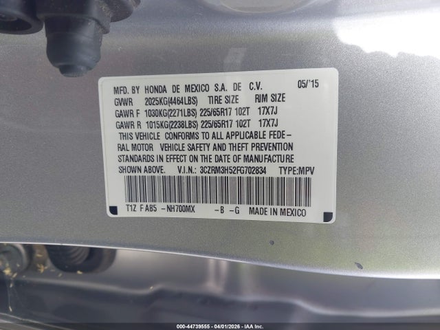 Продаж на аукціоні авто 2015 Honda Cr-v Ex, vin: 3CZRM3H52FG702834, номер лоту: 44739555