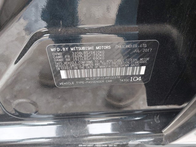ML32F3FJ2JHF02378 Mitsubishi Mirage G4 Es