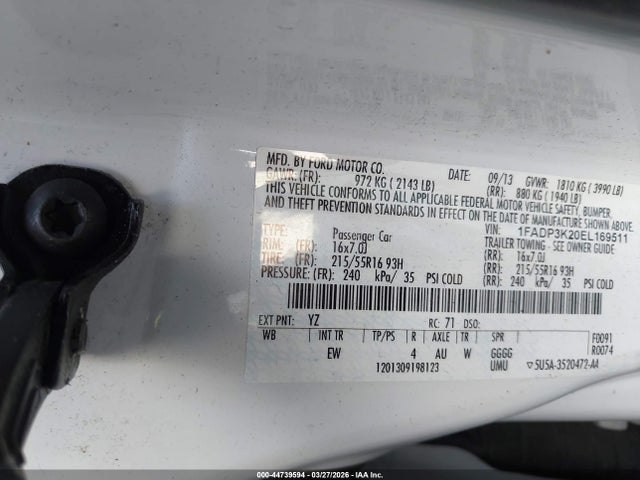 Ford FOCUS SE 2014 1FADP3K20EL169511 Image 9