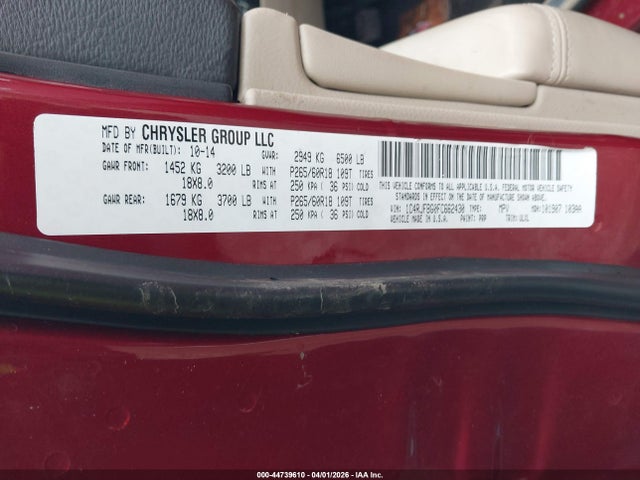 44739610 :رقم المزاد ، 1C4RJFBG0FC662430 vin ، 2015 Jeep Grand Cherokee Limited مزاد بيع