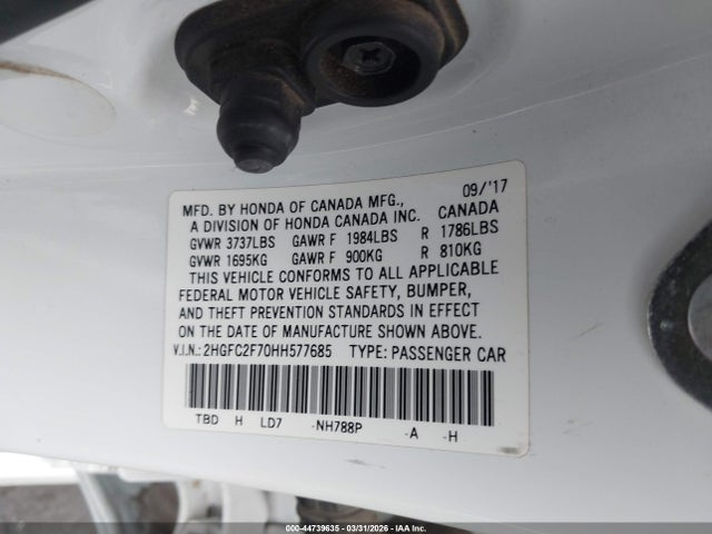 Honda CIVIC EX 2017 2HGFC2F70HH577685 Image 9