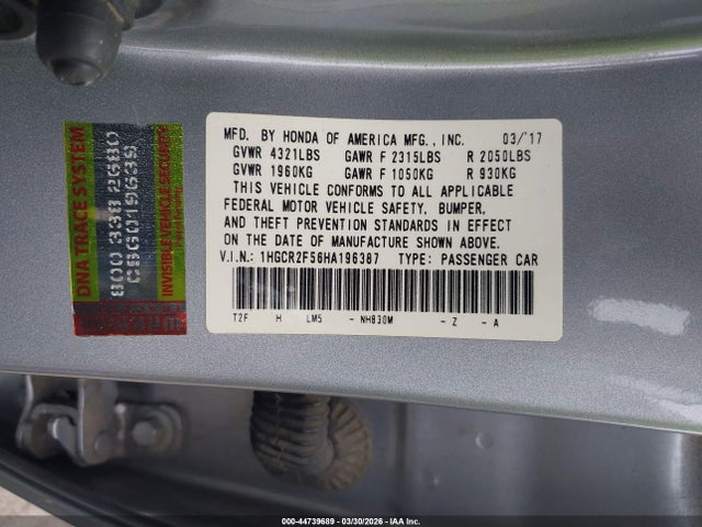1HGCR2F56HA196387 Honda Accord Sport