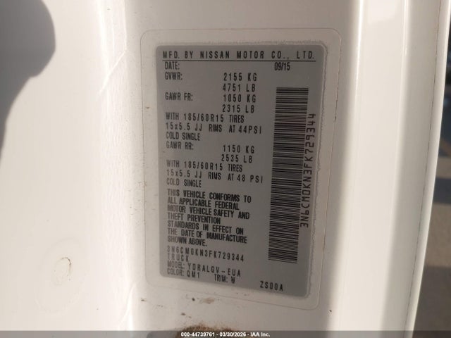 3N6CM0KN3FK729344 Nissan NV200 SV