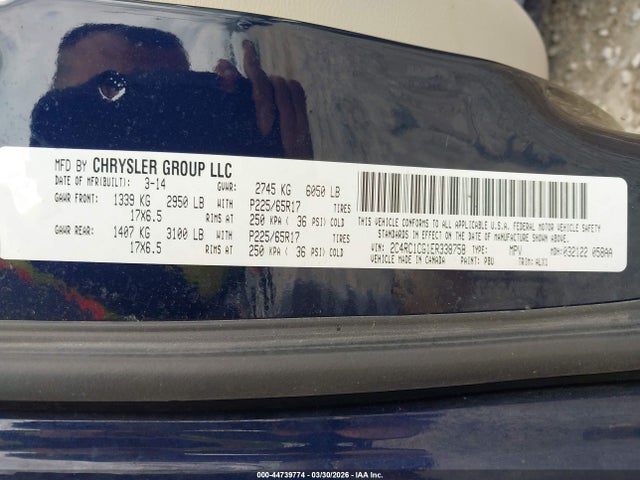 44739774 :رقم المزاد ، 2C4RC1CG1ER338758 vin ، 2014 Chrysler Town & Country Touring-l مزاد بيع