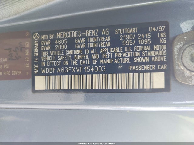 Продаж на аукціоні авто 1997 Mercedes-benz Sl 320, vin: WDBFA63FXVF154003, номер лоту: 44739783