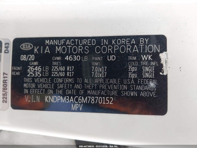 2021 KIA SPORTAGE KNDPM3AC6M7870152 Photo 8