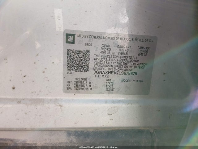 3GNAXHEV7LS679675 Chevrolet Equinox Fwd Ls
