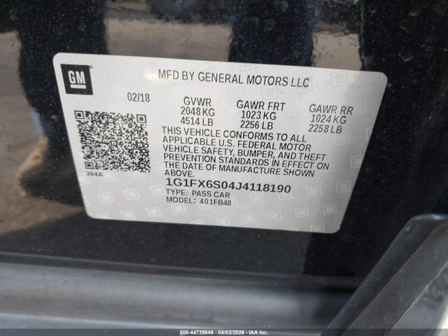 1G1FX6S04J4118190 Chevrolet Bolt Ev Premier