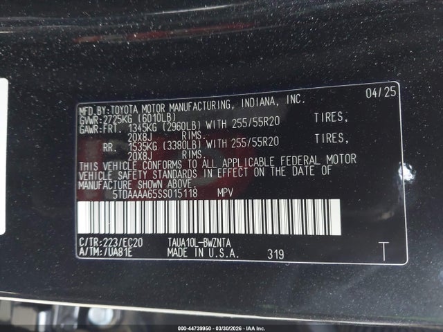 Продаж на аукціоні авто 2025 Lexus Tx 350, vin: 5TDAAAA65SS015118, номер лоту: 44739950