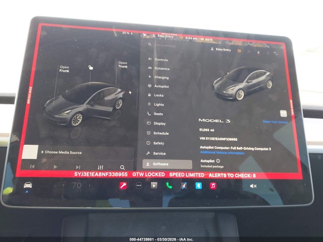 Aukcja sprzedaży 2022 Tesla Model 3 Rear-wheel Drive, vin: 5YJ3E1EA8NF338955, numer aukcji: 44739981