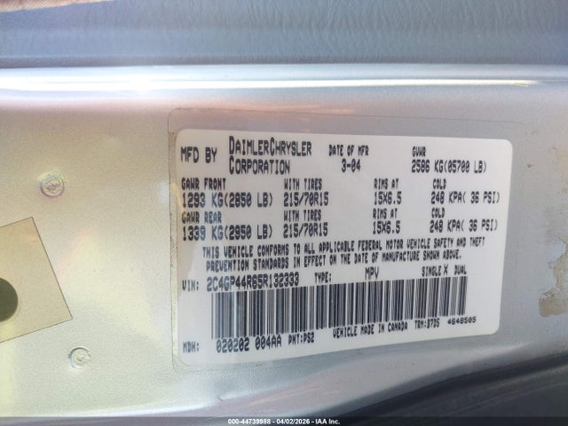 2005 CHRYSLER TOWN & COUNTRY 2C4GP44R65R132333 Photo 8