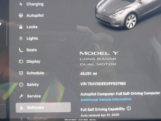 Aukcja sprzedaży 2023 Tesla Model Y Awd/long Range Dual Motor All-wheel Drive, vin: 7SAYGDEEXPF637180, numer aukcji: 44740027