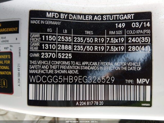 WDCGG5HB9EG326529 Mercedes-Benz GLK 350