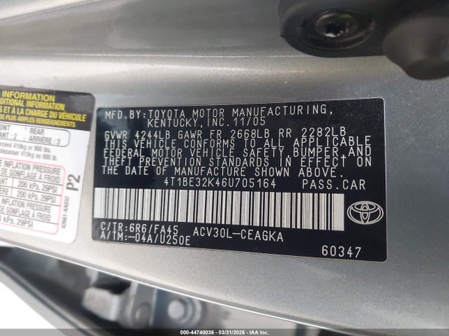 2006 TOYOTA CAMRY 4T1BE32K46U705164 Photo 8