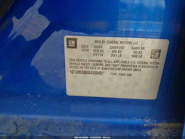 1G1JH6SB6G4158451 Chevrolet Sonic Rs Manual