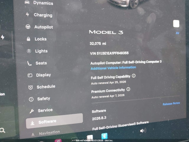 Aukcja sprzedaży 2023 Tesla Model 3 Rear-wheel Drive, vin: 5YJ3E1EA1PF649355, numer aukcji: 44740059