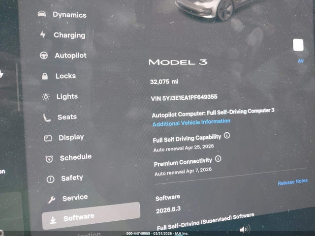 Aukcja sprzedaży 2023 Tesla Model 3 Rear-wheel Drive, vin: 5YJ3E1EA1PF649355, numer aukcji: 44740059