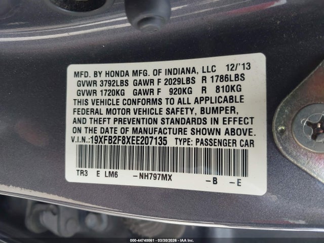 Honda CIVIC EX 2014 19XFB2F8XEE207135 Image 9