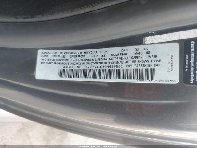 Aukcja sprzedaży 2006 Volkswagen New Beetle 2.5, vin: 3VWRG31C36M416561, numer aukcji: 44740066