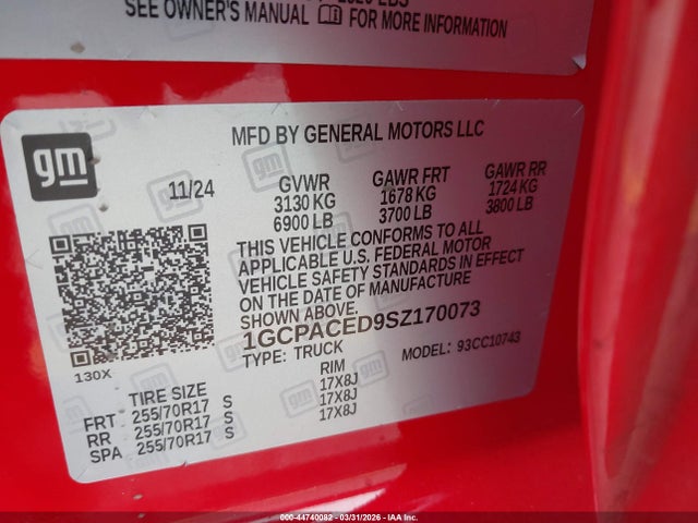 1GCPACED9SZ170073 Chevrolet Silverado 1500 2wd Standard Bed Lt