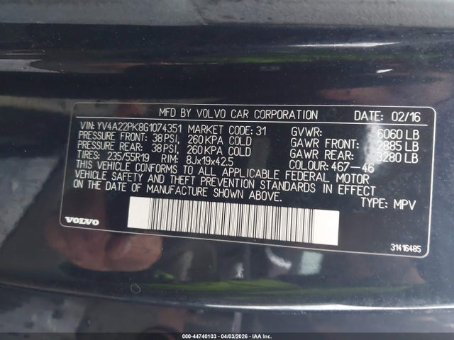 2016 VOLVO XC90 YV4A22PK8G1074351 Photo 8