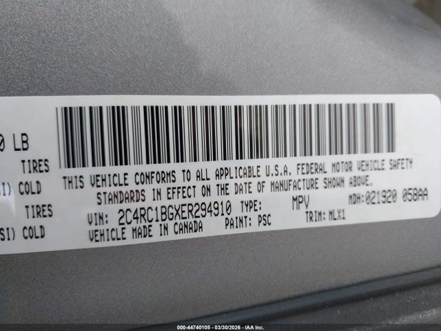 Продаж на аукціоні авто 2014 Chrysler Town & Country Touring, vin: 2C4RC1BGXER294910, номер лоту: 44740105