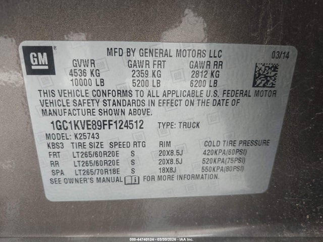 1GC1KVE89FF124512 Chevrolet Silverado 2500hd Lt
