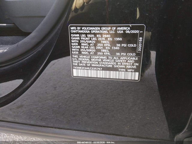 Продаж на аукціоні авто 2020 Volkswagen Atlas Cross Sport 3.6l V6 Sel, vin: 1V2ME2CA4LC225767, номер лоту: 44740132