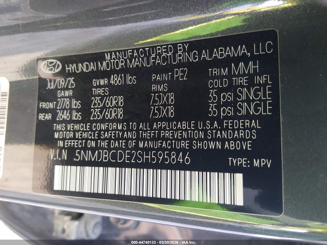 Hyundai TUCSON SEL 2025 5NMJBCDE2SH595846 Image 9