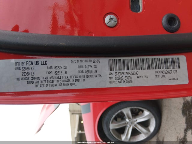 2017 Dodge Challenger R/t მანქანა იყიდება აუქციონზე, vin: 2C3CDZBT4HH550343, აუქციონის ნომერი: 44740140