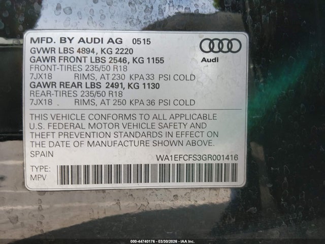 2016 AUDI Q3 WA1EFCFS3GR001416 Photo 8