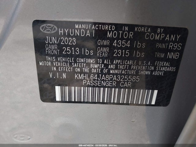 Продажа на аукционе авто 2023 Hyundai Sonata Sel, vin: KMHL64JA8PA325585, номер лота: 44740234